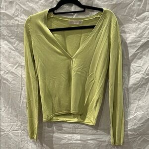 Zara Green Fitted Long Sleeve Lightweight Sweater Top